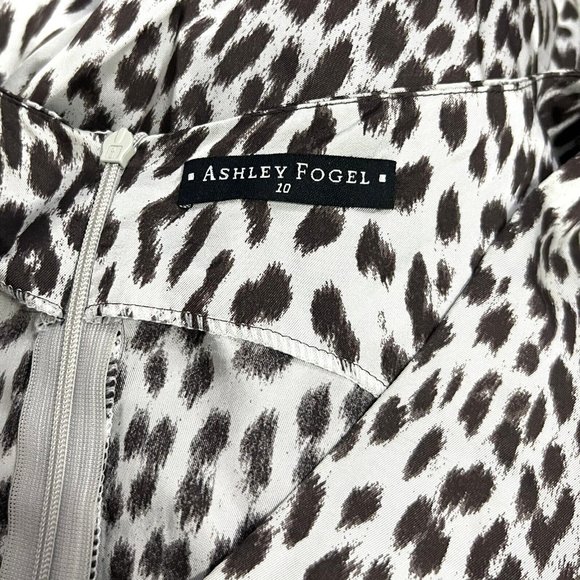 Ashley Fogel Animal Satin Midi Dress Size 10 Small NZ Designer Italian Fabric - Picture 7 of 8